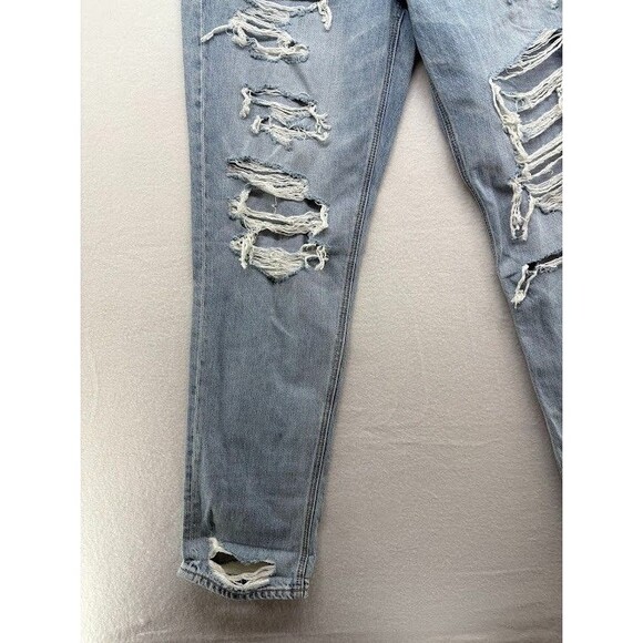 American Eagle Jeans Womens 12 Long Blue Hi Rise Tomgirl Light Wash Ripped Denim - Picture 2 of 9